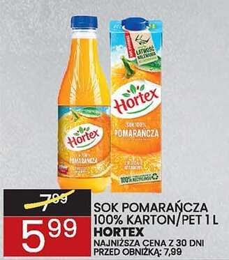 Sok pomarańczowy 100% karton/pet 1 L HORTEX promocja w Wafelek