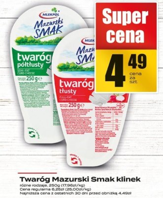 Twaróg Mazurski Smak klinek promocja w Supeco