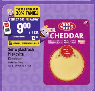 Ser w plastrach Mlekovita Cheddar promocja w POLOmarket
