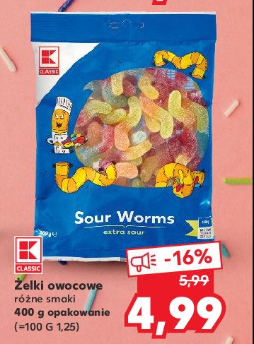 Żelki sour worms K-classic promocja