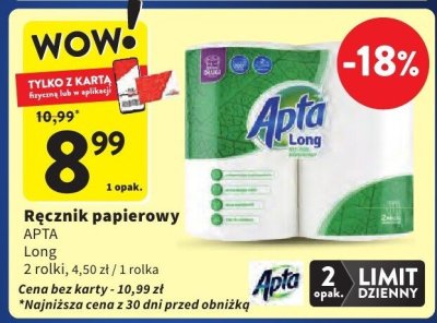Ręcznik papierowy APTA Long promocja w Intermarche