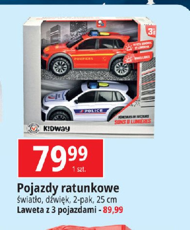 Pojazd ratunkowy 25 cm Kidway promocja w Leclerc