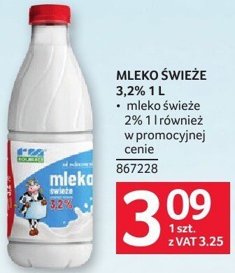 Mleko świeże 3,2% 1 l promocja w Selgros