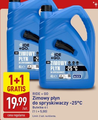 Płyn zimowy do spryskiwaczy RIDE + GO -25°C promocja w Aldi