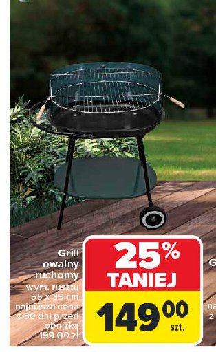 Grill owalny ruchomy 55 x 39 cm promocja w Carrefour