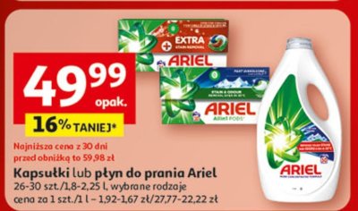 Kapsułki lub płyn do prania Ariel 26-30 szt./1,8-2,25 l, wybrane rodzaje promocja w Auchan