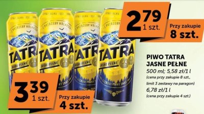 Piwo Tatra wybrane rodzaje butelka 8 szt. 6,98 zł/l przy zakupie 8 szt. / butelka 4 szt. promocja w ABC