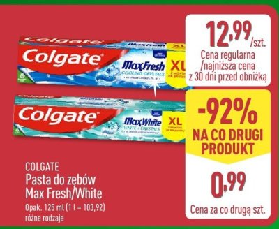 Pasta do zębów Colgate White  różne rodzaje promocja w Aldi