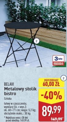 Stolik metalowy bistro BELAVI promocja