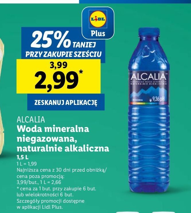 Woda niegazowana Alcalia promocja