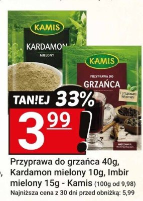 Przyprawa do grzańca 40g, Kardamon mielony 10g, Imbir mielony 15g - Kamis promocja w Hitpol