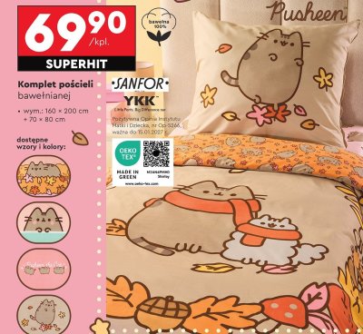 Komplet po艣cieli bawe艂nianej wym. 160 x 200 cm + 2 x 70 x 80 cm Detexpol promocja w Biedronka