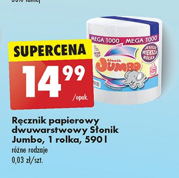 Ręcznik papierowy mega Słonik jumbo promocja w Biedronka
