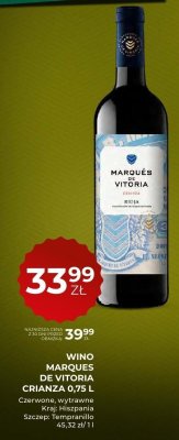 Wino MARQUES DE VITORIA CRIANZA czerwone wytrawne 0,75 L promocja w Duży Ben