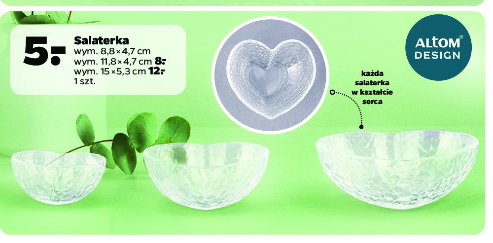 Salaterka serce 15 x 5.3 cm promocja