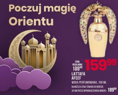 Woda perfumowana Lattafa Afeef promocja w Drogerie Natura
