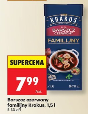 Zupa barszcz czerwony familijny Krakus 1,5 l promocja w Biedronka