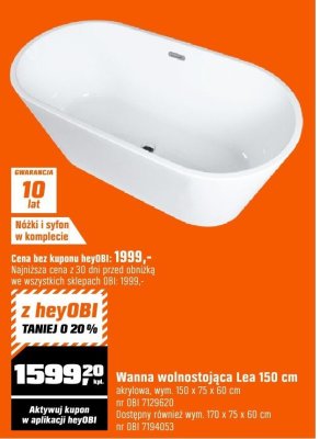 Wanna wolnostojąca Lea 150 cm promocja w OBI