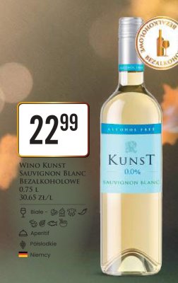 Wino Kunst Sauvignon Blanc bezalkoholowe promocja w Dino