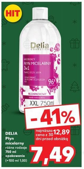 Płyn micelarny 3w1 łagodzący Delia promocja