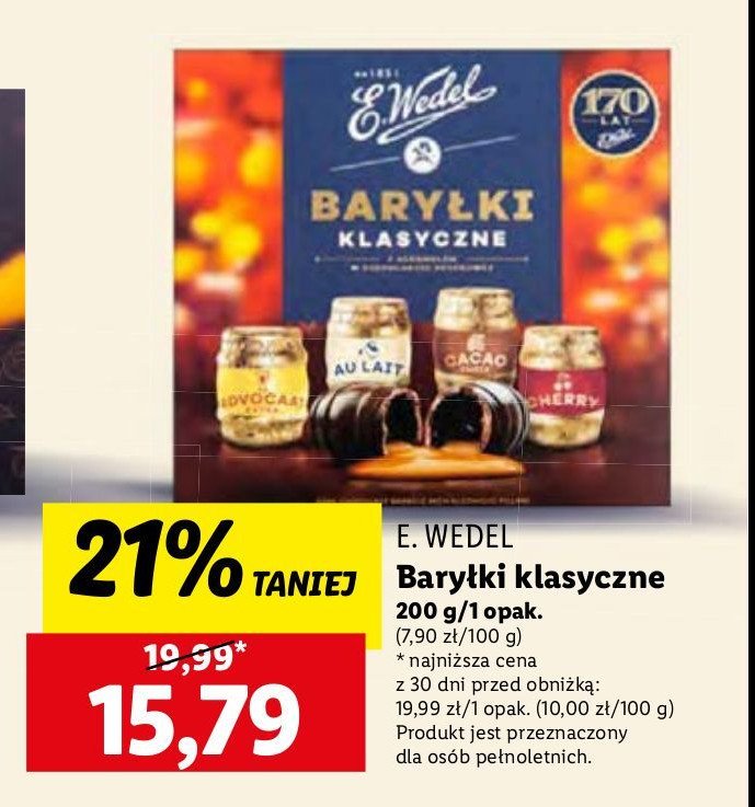 Baryłki o smaku czekoladowym z nadzieniem alkoholowym E. wedel baryłki promocja