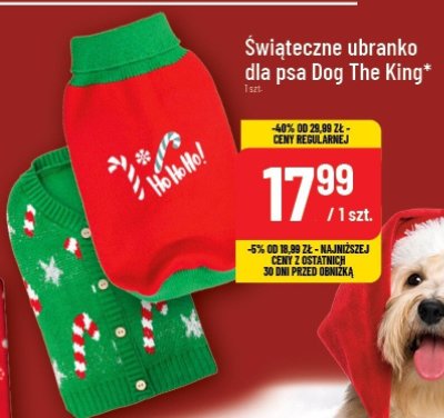 Świąteczne ubranko dla psa Dog The King promocja w POLOmarket