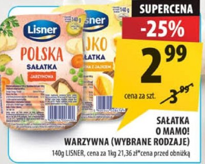 Sałatka warzywna Lisner promocja w Arhelan