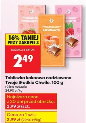 Tabliczka kakaowa nadziewana Twoje Słodkie Chwile 100g różne rodzaje promocja w Biedronka