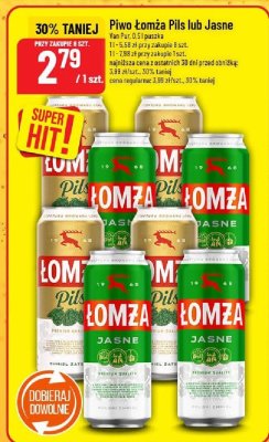 Piwo Łomża Pils lub Jasne promocja w POLOmarket