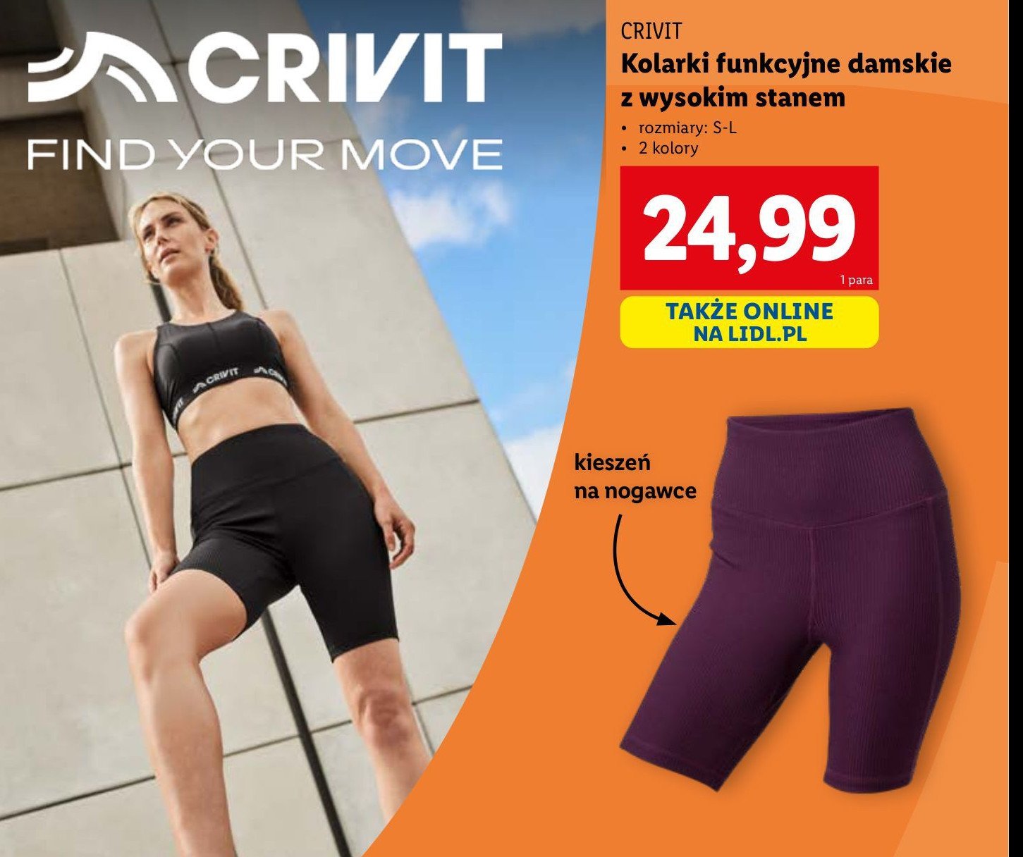 Kolarki funkcyjne z wysokim stanem s-l Crivit promocja w Lidl
