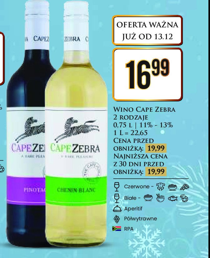 Wino czerwone połwytrawne CAPE ZEBRA promocja