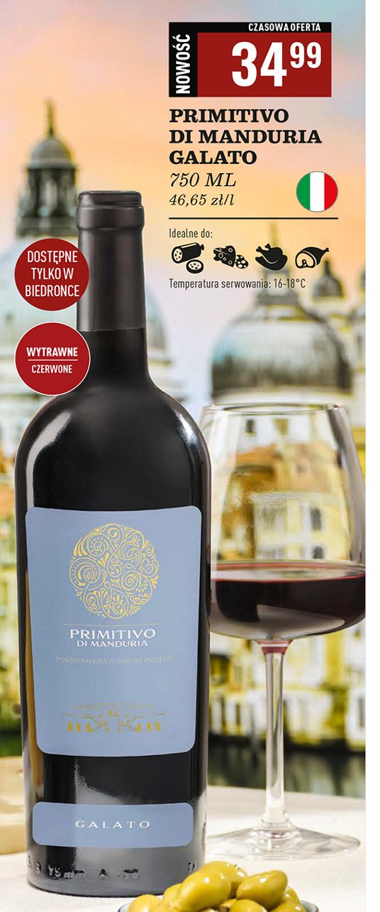 Wino Primitivo di manduria galato promocja