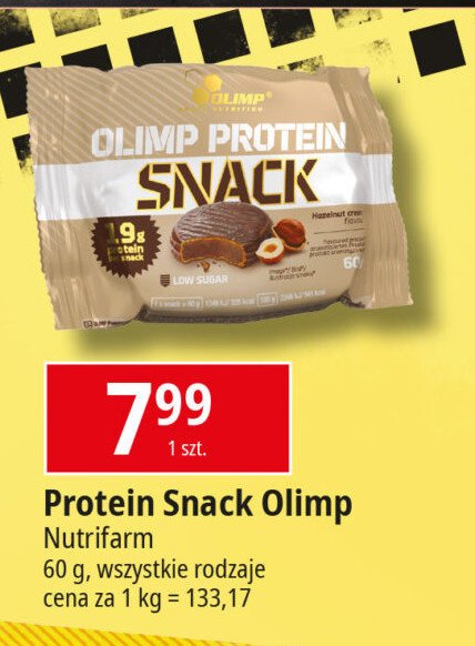 Baton energetyczny czekoladowo-orzechowy Olimp protein snack Olimp labs promocja w Leclerc