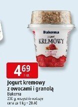 Jogurt kremowy z owocami i granolą Bakoma promocja w Leclerc