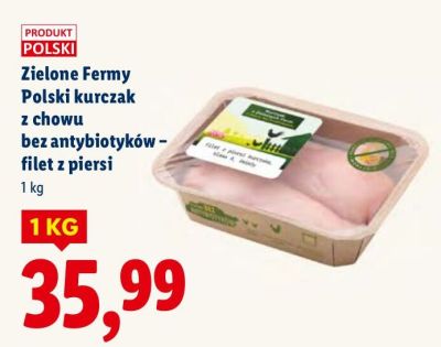 Zielone Fermy Polski kurczak z chowu bez antybiotyków - filet z piersi promocja w Lidl