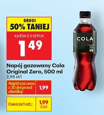Napój gazowany Cola Original Zero promocja w Biedronka
