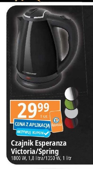 Czajnik victoria 1.8 l biały Esperanza promocja w Leclerc