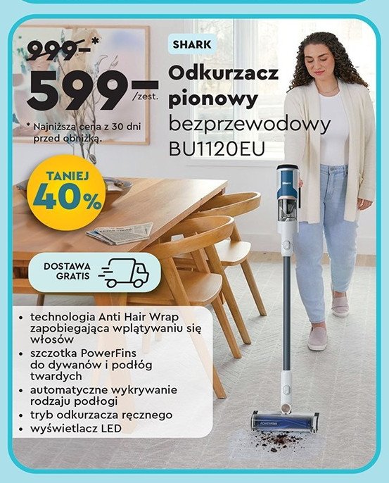Odkurzacz pionowy bu1120eu SHARK promocja w Biedronka