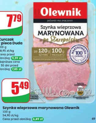 Szynka wieprzowa marynowana Olewnik promocja w Dino
