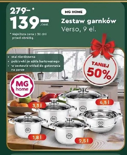 Komplet garnków verso Mg home promocja w Biedronka