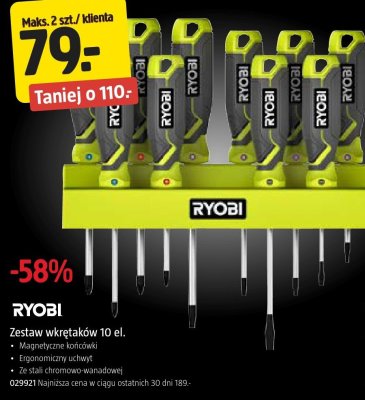 Zestaw wkrętaków 10 el. RYOBI promocja w Jula