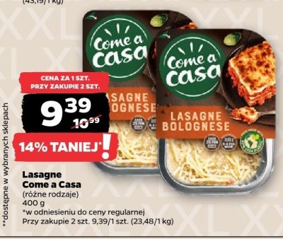 Lasagne, różne rodzaje Come a Casa promocja w Netto