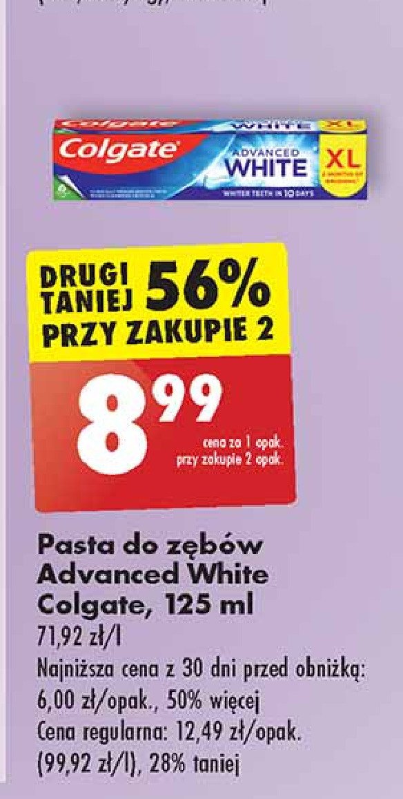 Pasta do zębów Colgate advanced white promocja