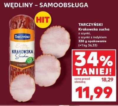 Kiełbasa krakowska sucha z szynki Tarczyński promocja