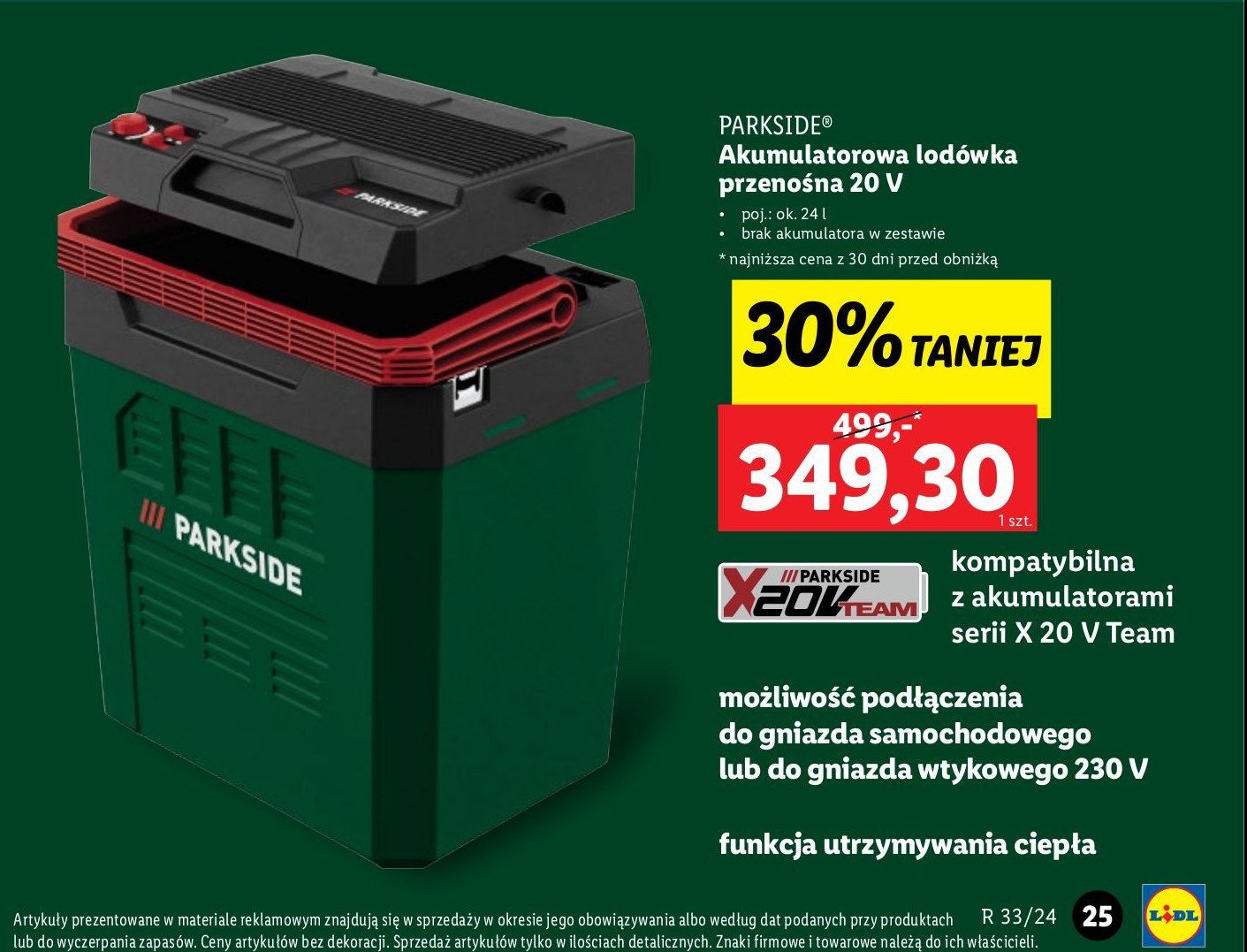 Lodówka przenośna 20 v Parkside promocja