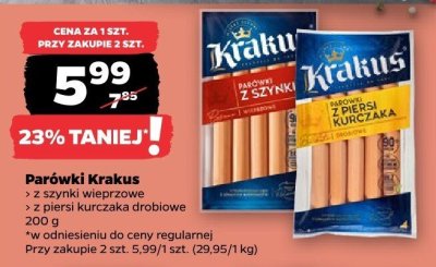 Parówki z szynki wieprzowe Krakus promocja w Netto