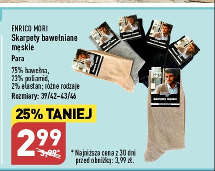 Skarpety biznesowe m臋skie 39/41-44/46 Enrico mori promocja