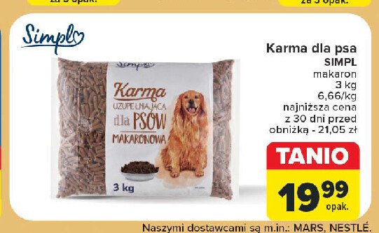 Karma uzupełniająca dla psów makaronowa Simpl promocja