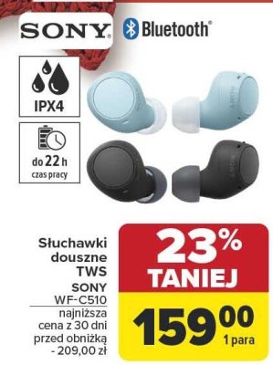 Słuchawki douszne TWS WF-C500 promocja w Carrefour
