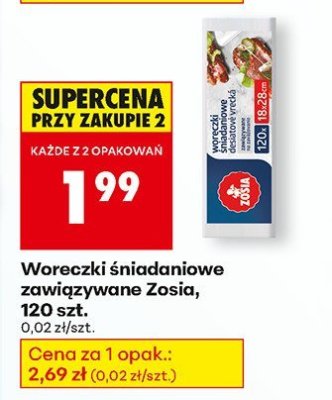 Woreczki śniadaniowe zawiązywane Zosia, 120 szt. promocja w Biedronka